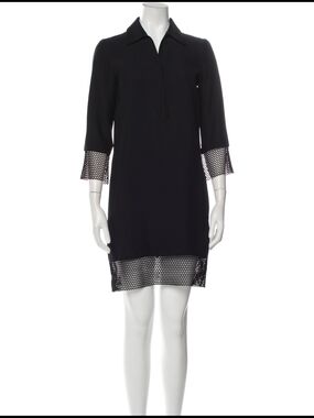 AKRIS PUNTO Black Mesh-Trim Shift Dress - Women Size 6